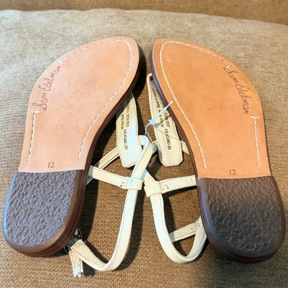Sam Edelman Gigi Kids White Patent T-Strap Sandals‎ Girls Size 12M Resortwear